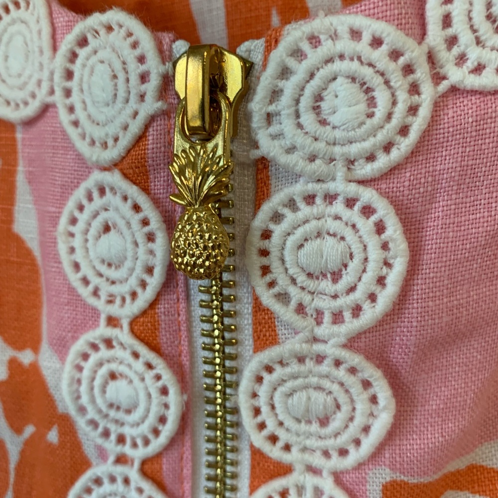 Lilly Pulitzer Pink Coral Sleeveless Mini Dress Giraffe Animal Print‎ Linen Sz 6 - Picture 7 of 15